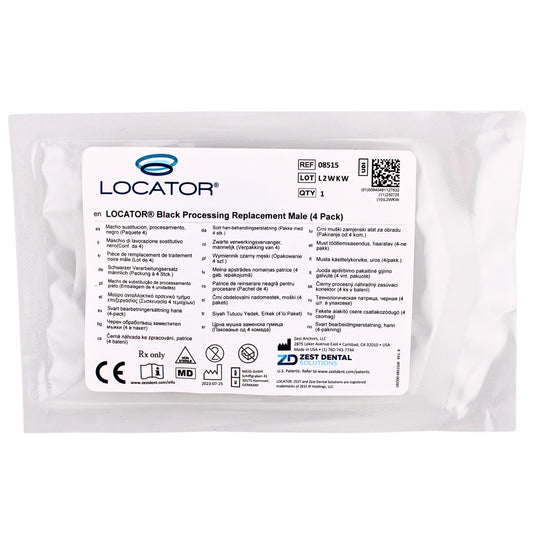 Dental Locator, Processing Male Caps, Black 4 pack, REF# 08515, By Zest Dental Solutions