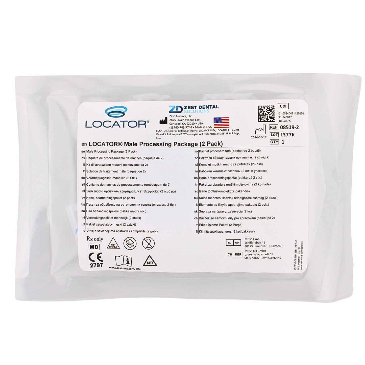 Dental Locator Male Processing 2 Pack Ref# 08519-2, By Zest Dental Solutions