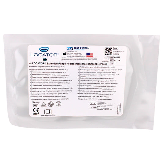 Dental Locator Extended Range Regular Retention Replacement Male, Green 4 Pack, Ref#08547, By Zest Dental Solutions