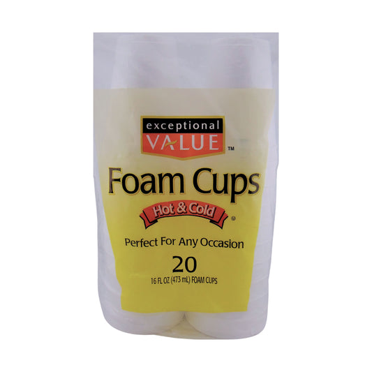 Exceptional Value Foam Cups 16 Oz 20Ct, 1 Pack Each, By Exceptional Value