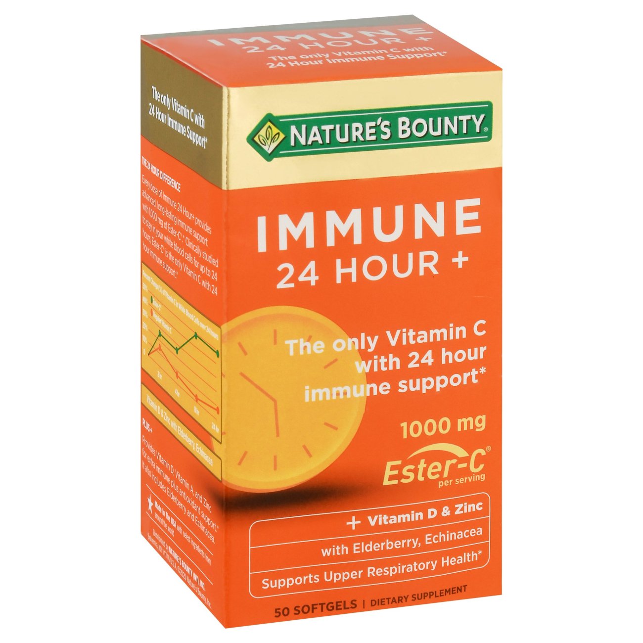 Nature's Bounty Immune 24 Hour+, 1000 Mg, Softgels