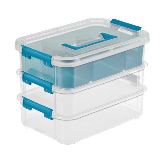 Sterilite Stack & Carry 3 Layer Handle Box & Tray
