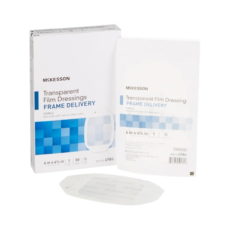 Transparent Film Dressing Frame Delivery Sterile 4” x 4 3/4”, 1 Pack, By McKesson
