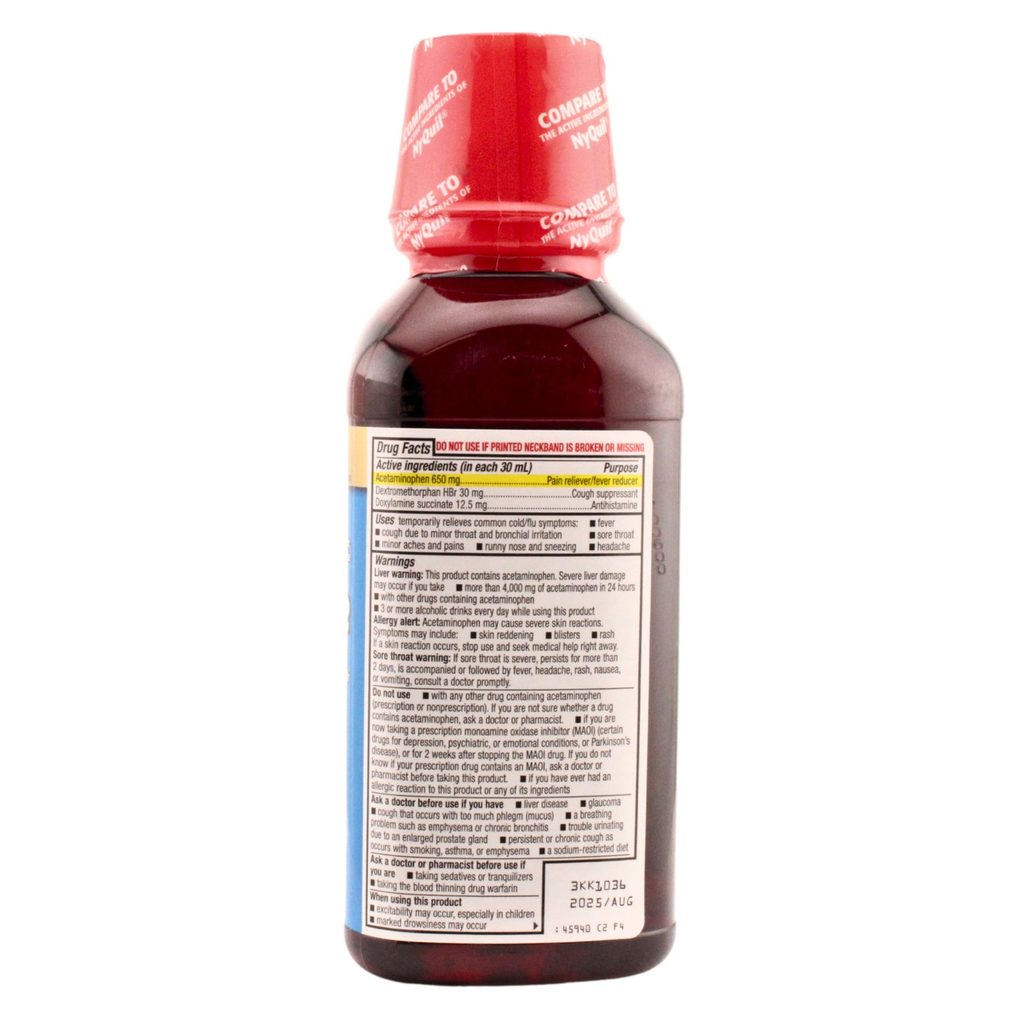 GoodSense Night Time Cold & Flu Cherry Flavor Multi-Symptom Relief, 12FL OZ, 1 Bottle Each, By Perrigo