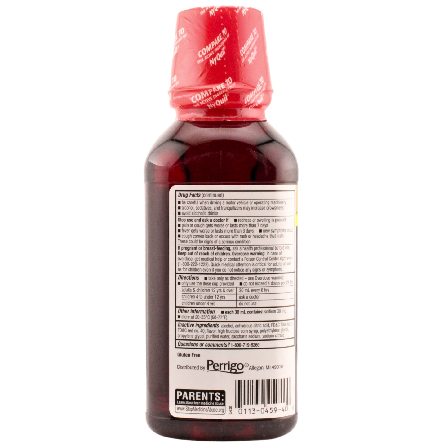 GoodSense Night Time Cold & Flu Cherry Flavor Multi-Symptom Relief, 12FL OZ, 1 Bottle Each, By Perrigo