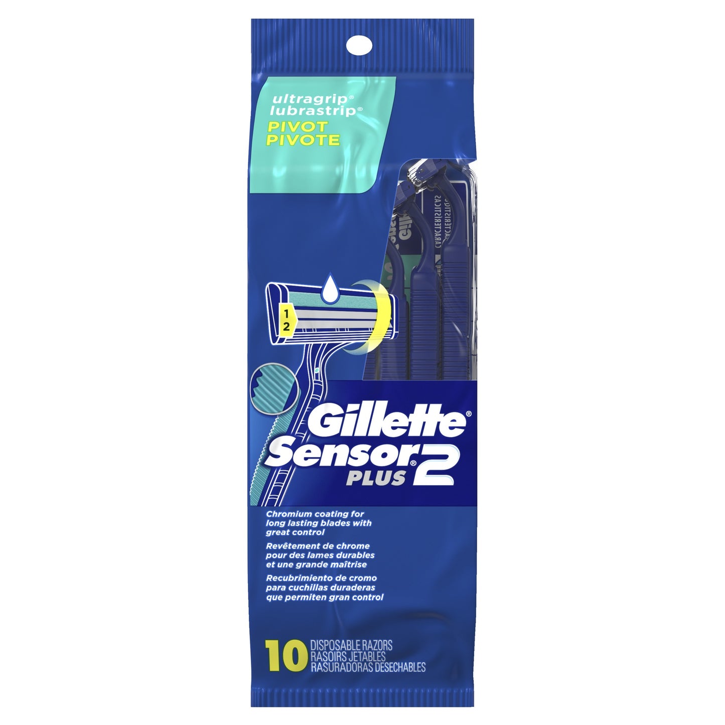 Gillette Sensor2 Plus Pivoting Head Men's Disposable Razors - 10 Ct