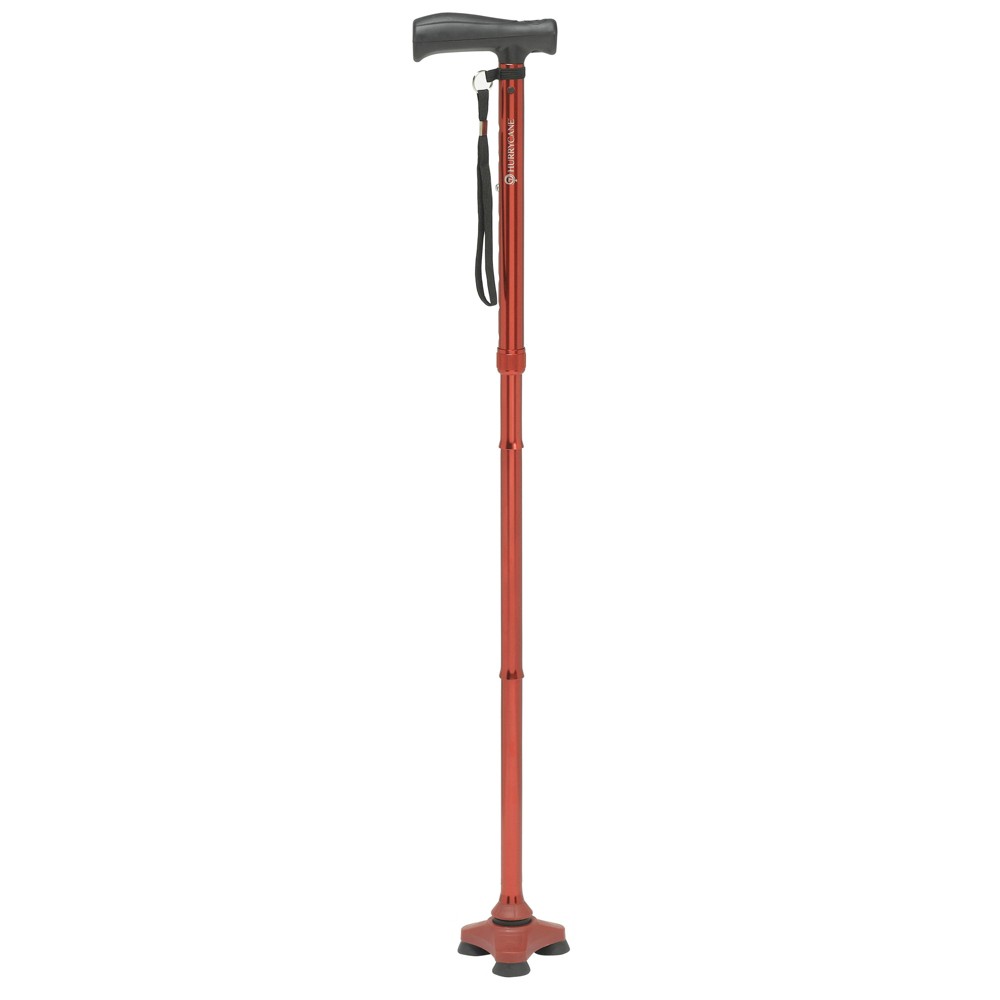 Drive Devilbiss Healthcare Hurrycane Folding All-terrain Cane/walking Stick, Red