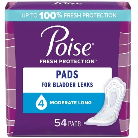 Poise Incontinence Pads for Women Moderate Absorbency Long 54Ct, 1 Each, By Poise