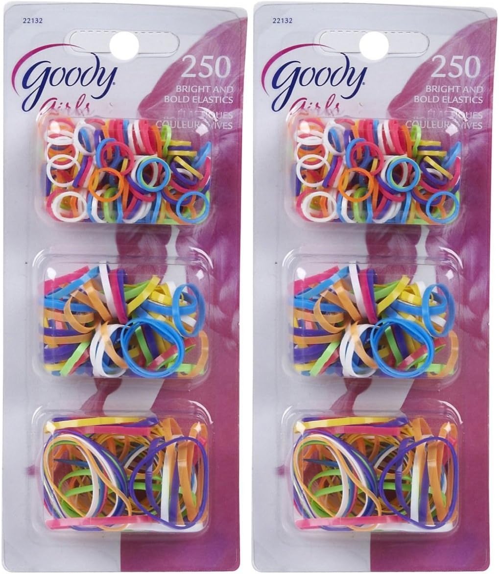 Goody Women's Classic Polyband Multi-color Elastics, 250 Ct., 1 Pack Each, By Sanford