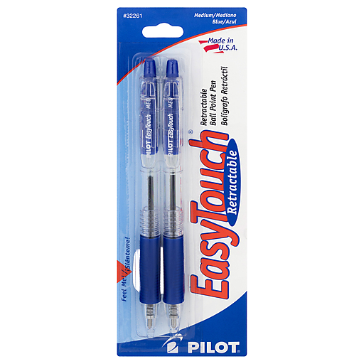 ilot EasyTouch Retractable Medium POintment Ball POintment Pens - Blue (2 Per Pack)