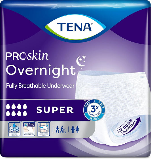 TENA ProSkin Overnight Super Breathable Underwear, Heavy Absorbency, Large, 14 Ct, 1 Pack Each, By Tena