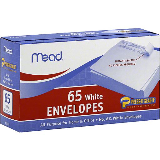 MEAD® PRESS-IT SEAL-IT® #6 3/4 WHITE ENVELOPES 65CT-EACH