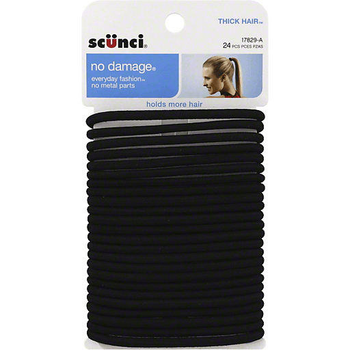 Scunci 5mm Thick No Damage Elastic Hair Ties (Black)
