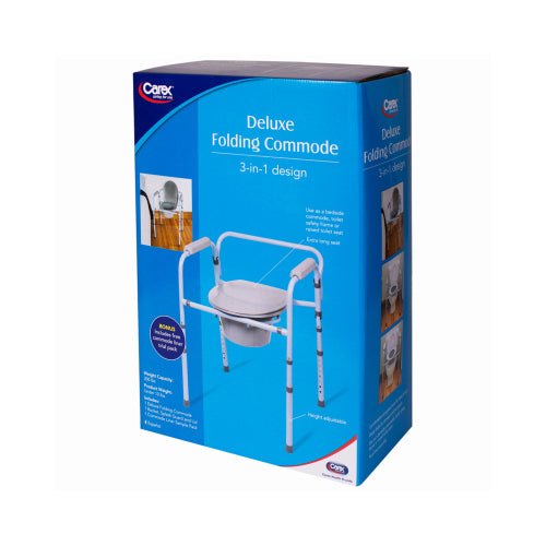 Deluxe Folding Commode 3 in 1 Bed Side Toilet Height Adjustment Carex B34100