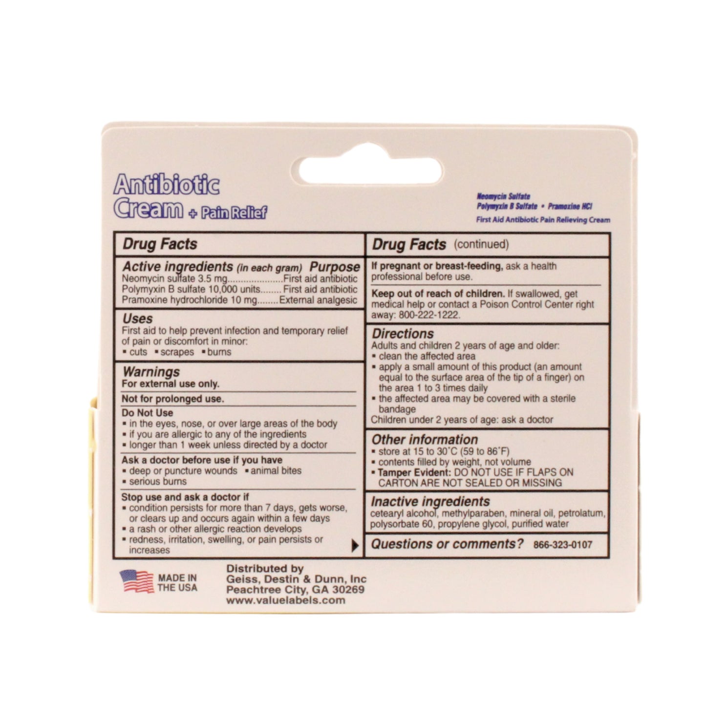 GoodSense Antibiotic Cream + Pain Relief, 0.5 oz, 1 Each, By Perrigo