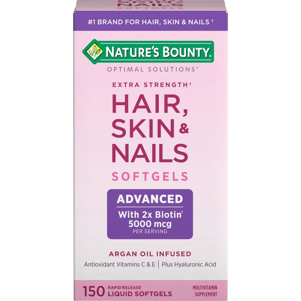 Extra Strength Hair Skin Nails, 150 Softgels, 1 Bottle Each, By Nature's Bounty