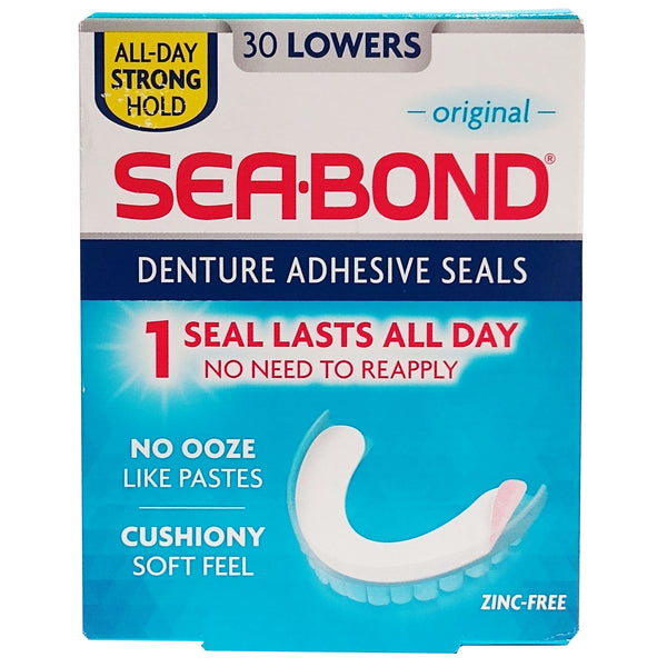 Sea Bond Original Denture Adhesive Seals Lowers 30 Count, 1 Pack Each, By Combe Incorporated