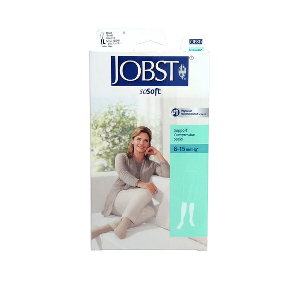 SoSoft Women's Knee High Support Compression Socks, Small, Black, 8-15 mmHg, 1 Pair Each, By Jobst