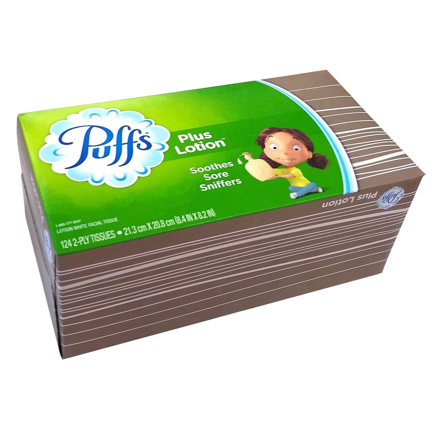 Puffs Plus Lotion Soothes Sore Sniffers 124 Count 2-Ply Tissues, 1 Box Each, By P&G