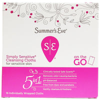 Summer's Eve On-The-Go Cleansing Cloths, 16 Cloths, 1 Box Each, By C.B.Fleet Company,Inc