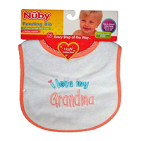 Nuby Cloth Feeding Bibs, I LUV Collection, Assorted Colors, 1 Each, By Nuby
