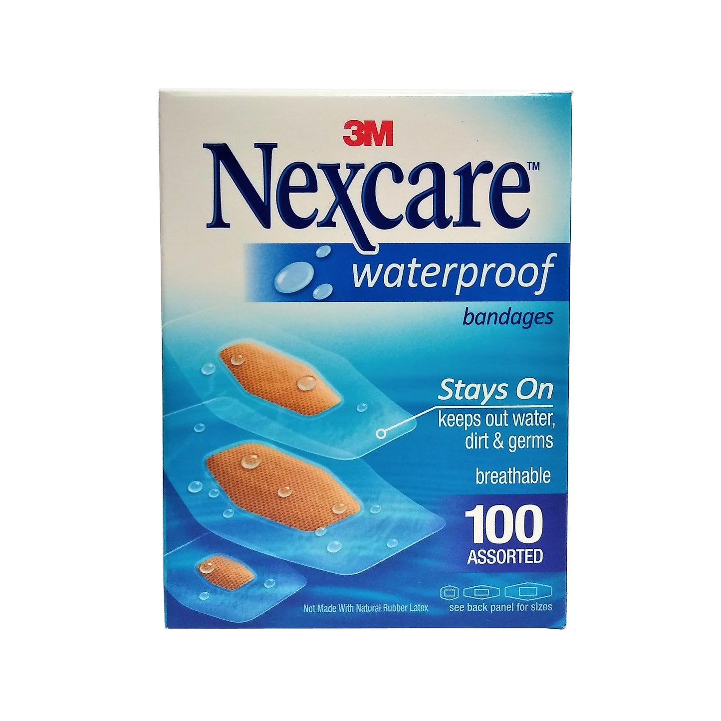 Nexcare Waterproof Bandages, Assorted Sizes, 100 Count, 1 Each, By 3M
