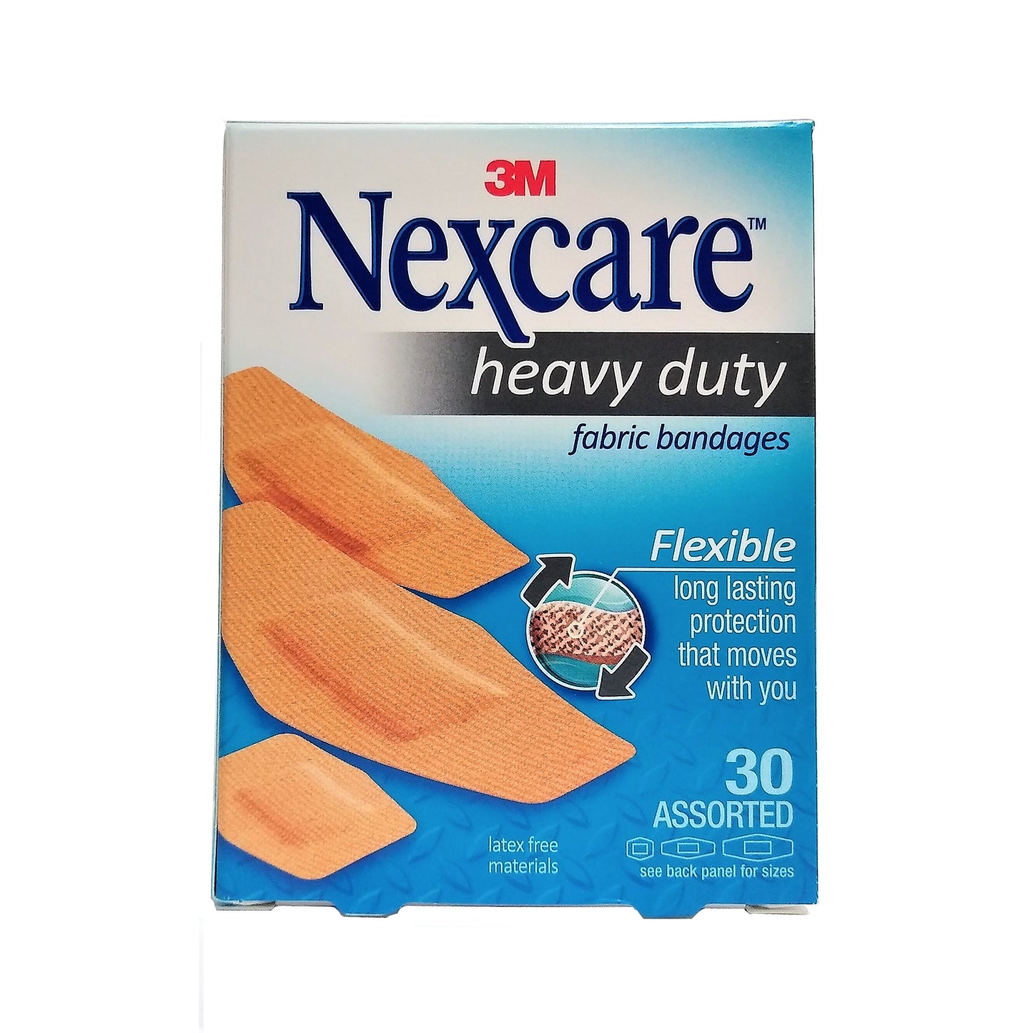 Nexcare Heavy Duty Fabric Bandages, Assorted Sizes, 30 Count, 1 Each, By 3M