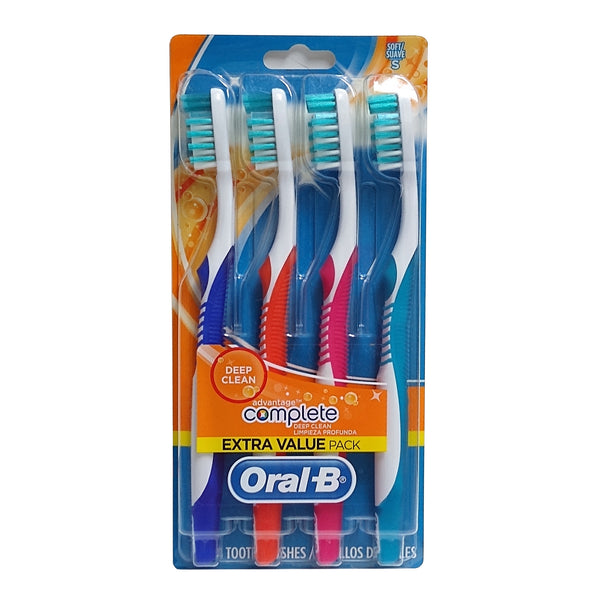 Oral-B Advantage Complete, Extra Value Pack 4 Count, Assorted Colors, 1 Pack Each, By P&G
