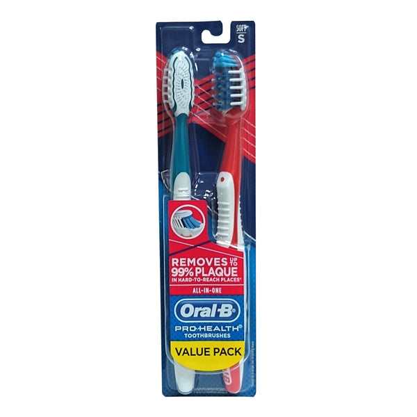 Oral-B Pro-Health All-in-One Manual Toothbrush, Soft, 2 Ct., 1 Pack Each, By P&G