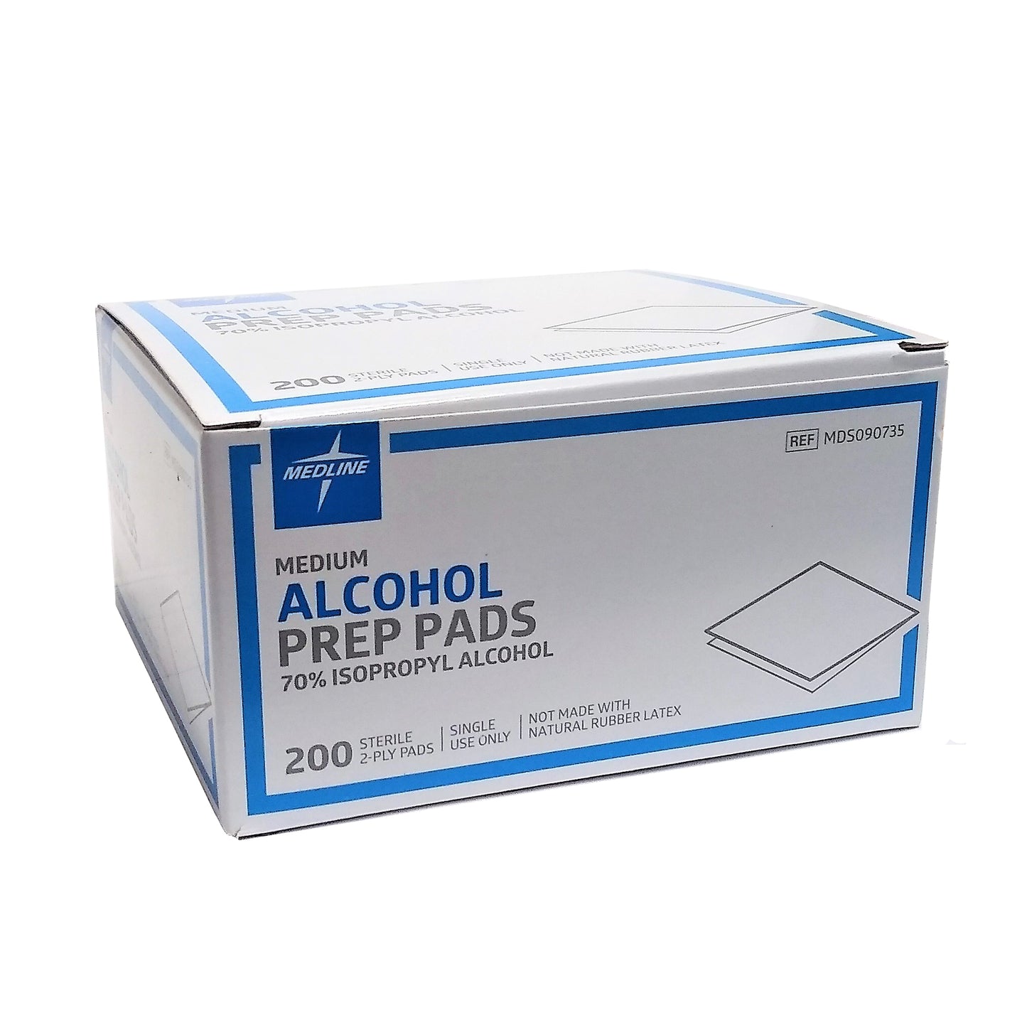 Medline Alcohol Prep Pads, Sterile 2-Ply Pads, 200 Count, 1 Box Each, By Medline