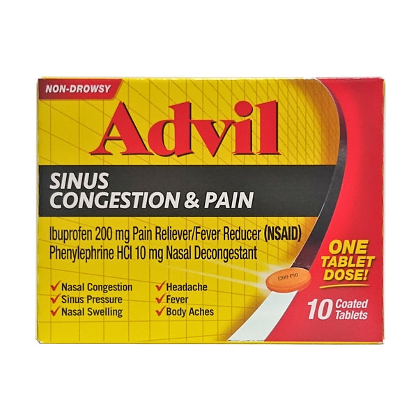 Advil Sinus Congestion & Pain, 10 Tablets, 1 Each, By GSK CH