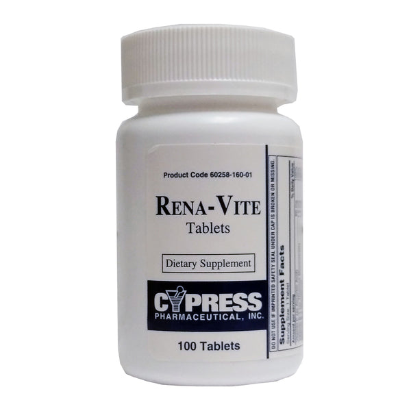 Rena-Vite Dietary Supplement 100 Tablets, 1 Bottle Each, By Cypress Pharmaceutical