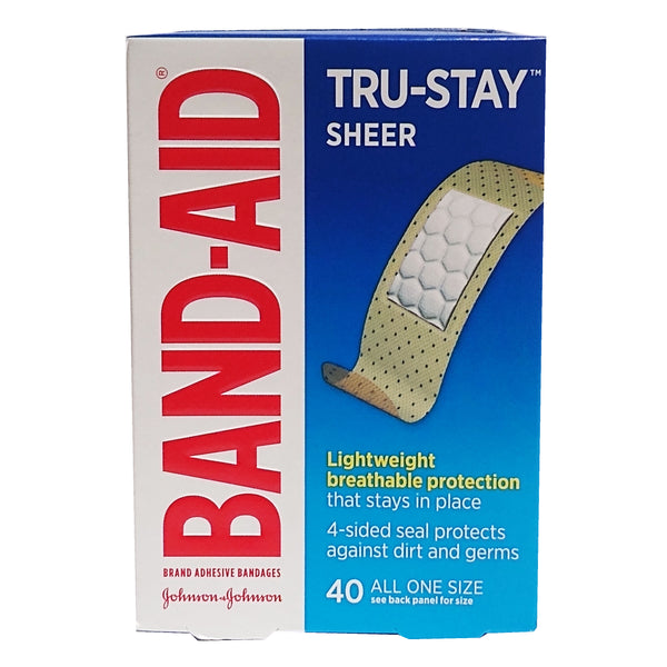 Band-Aid Tru-Stay Sheer Adhesive Bandages, 40 Count, 1 Box Each, By Johnson & Johnson