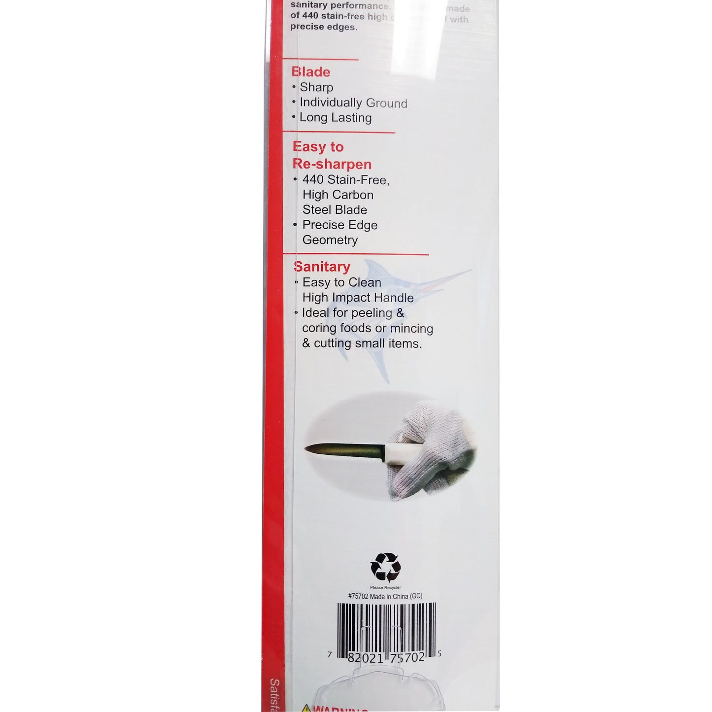 Marlin Pro Cook's Style Parer Knife 3 1/4" #75702, 1 Each, By Marlin Works Inc.