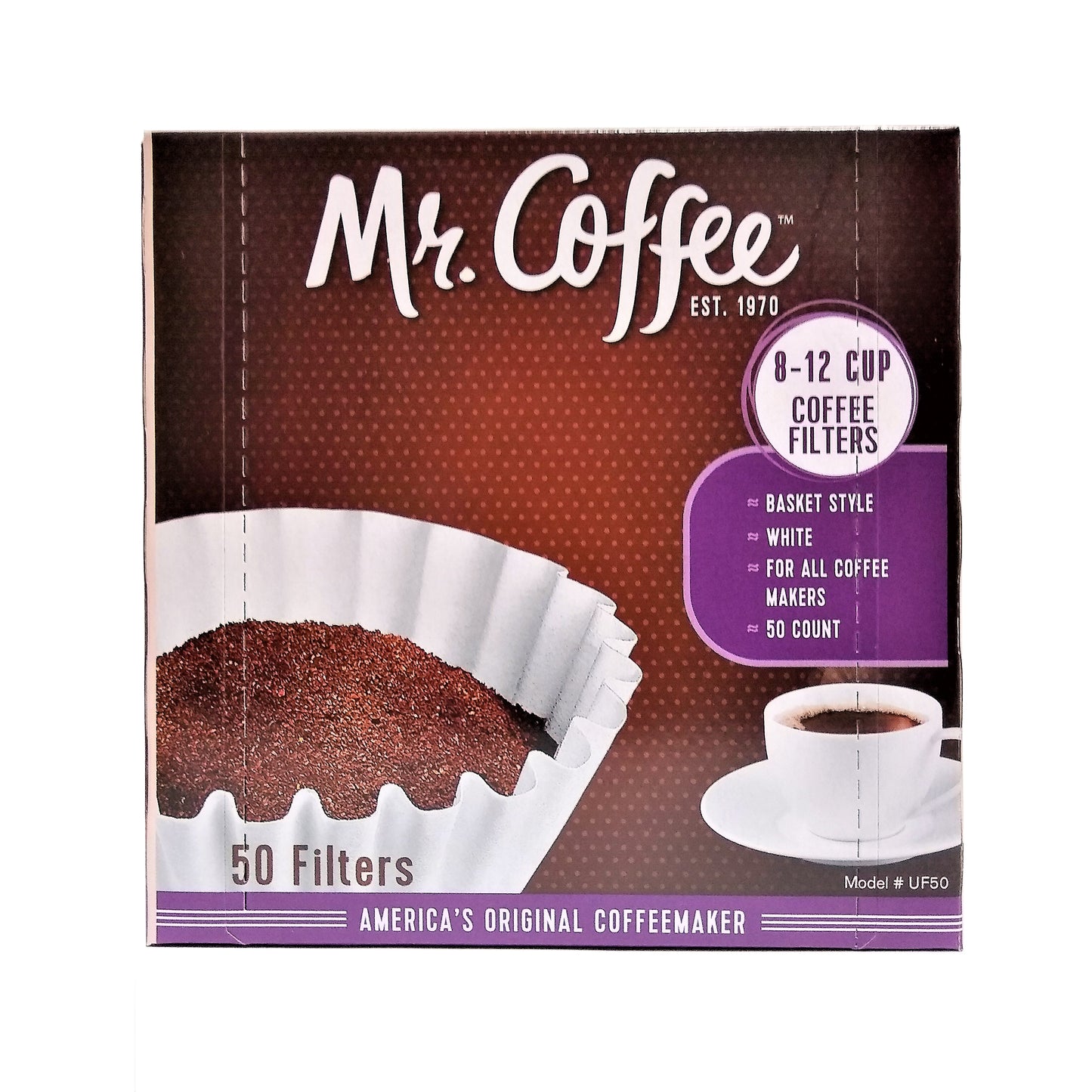 Mr. Coffee 8-12 Cup Coffee Filters, 50 Count, 1 Pack Each, By Rockline Industries, Inc.
