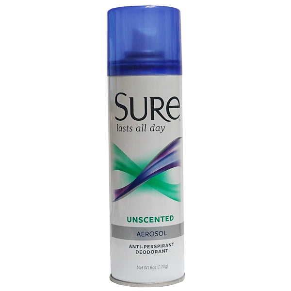 Sure Anti-Perspirant Deodorant Unscented Aerosol, 6 Oz, 1 Each, By Idelle Labs LTD