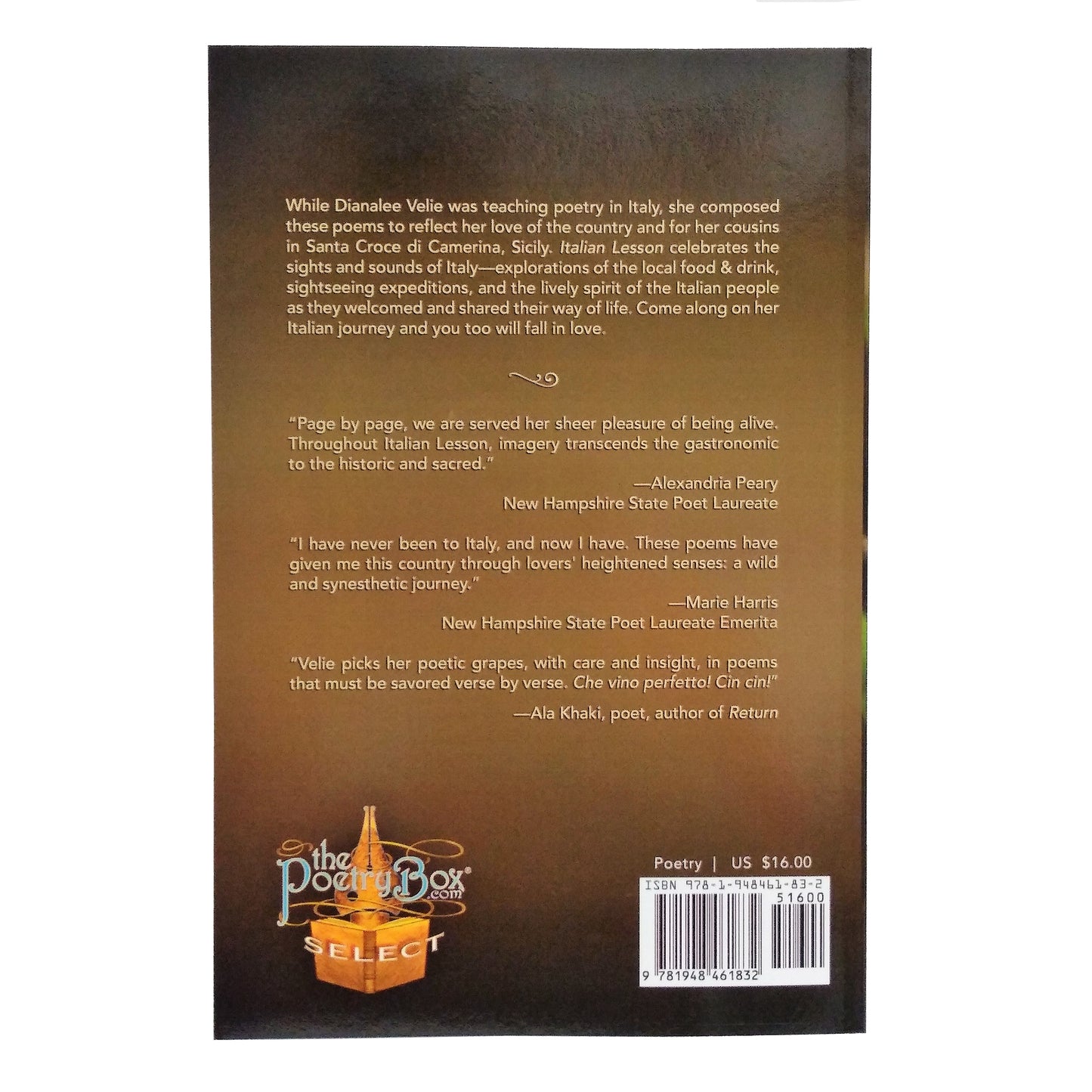 Italian Lesson Poetry, By Dianalee Velie