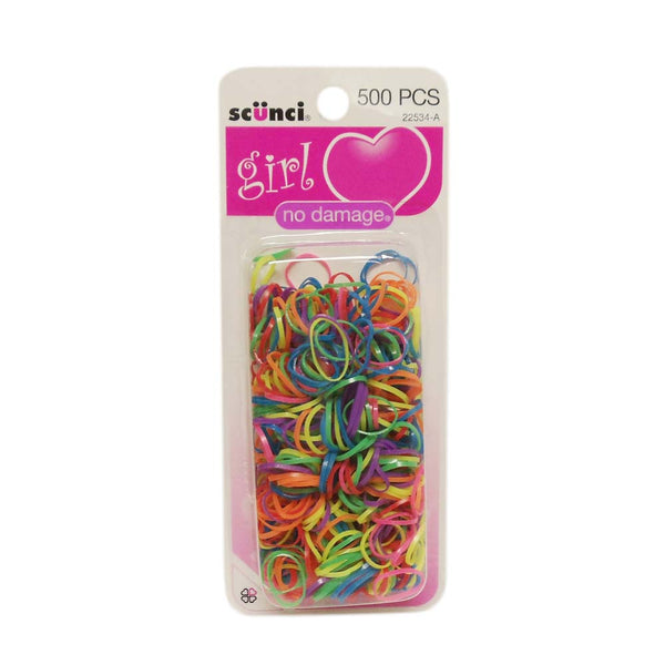 Scunci Girl No Damage Poly Bands, 500 Count, 1 Pack Each, By Conair