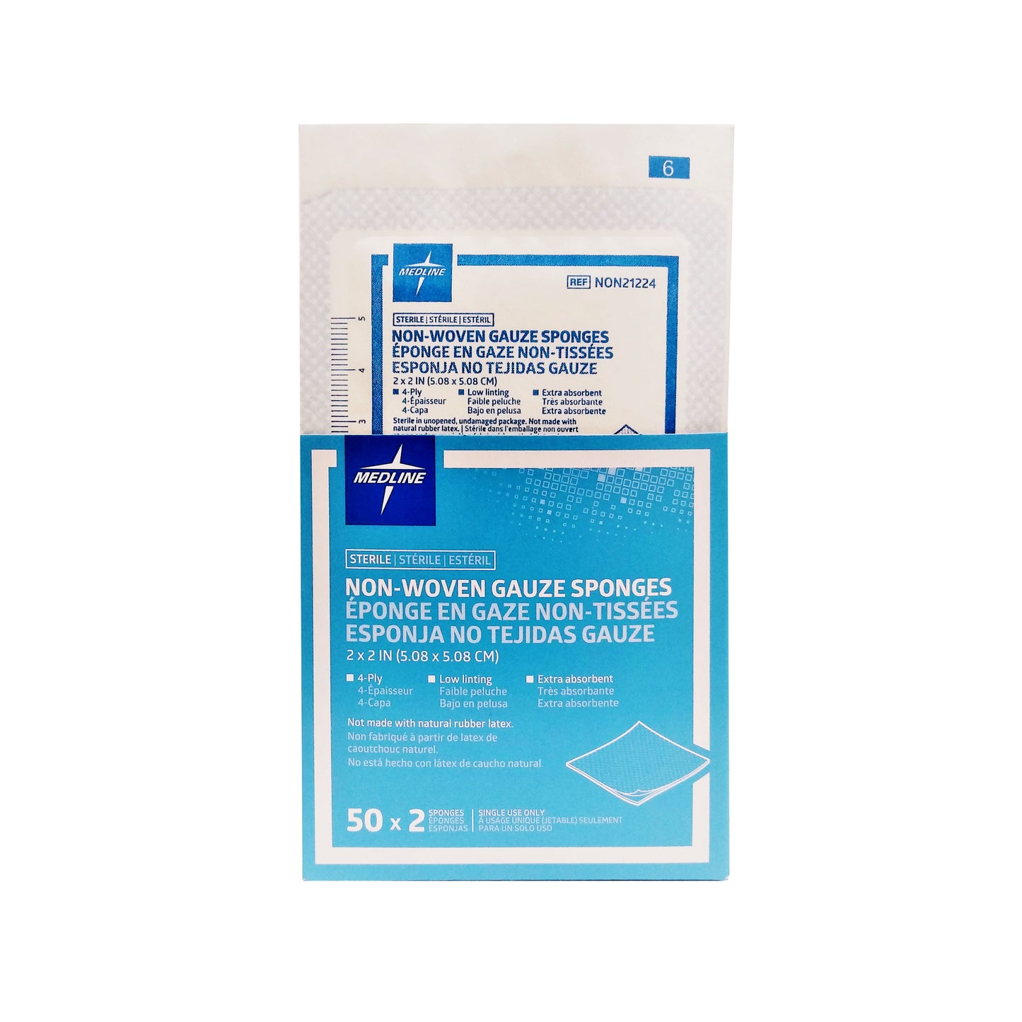 Medline Avant Non-Woven Gauze Sponges 2" x 2" 100 Count, 1 Box Each, By Medline