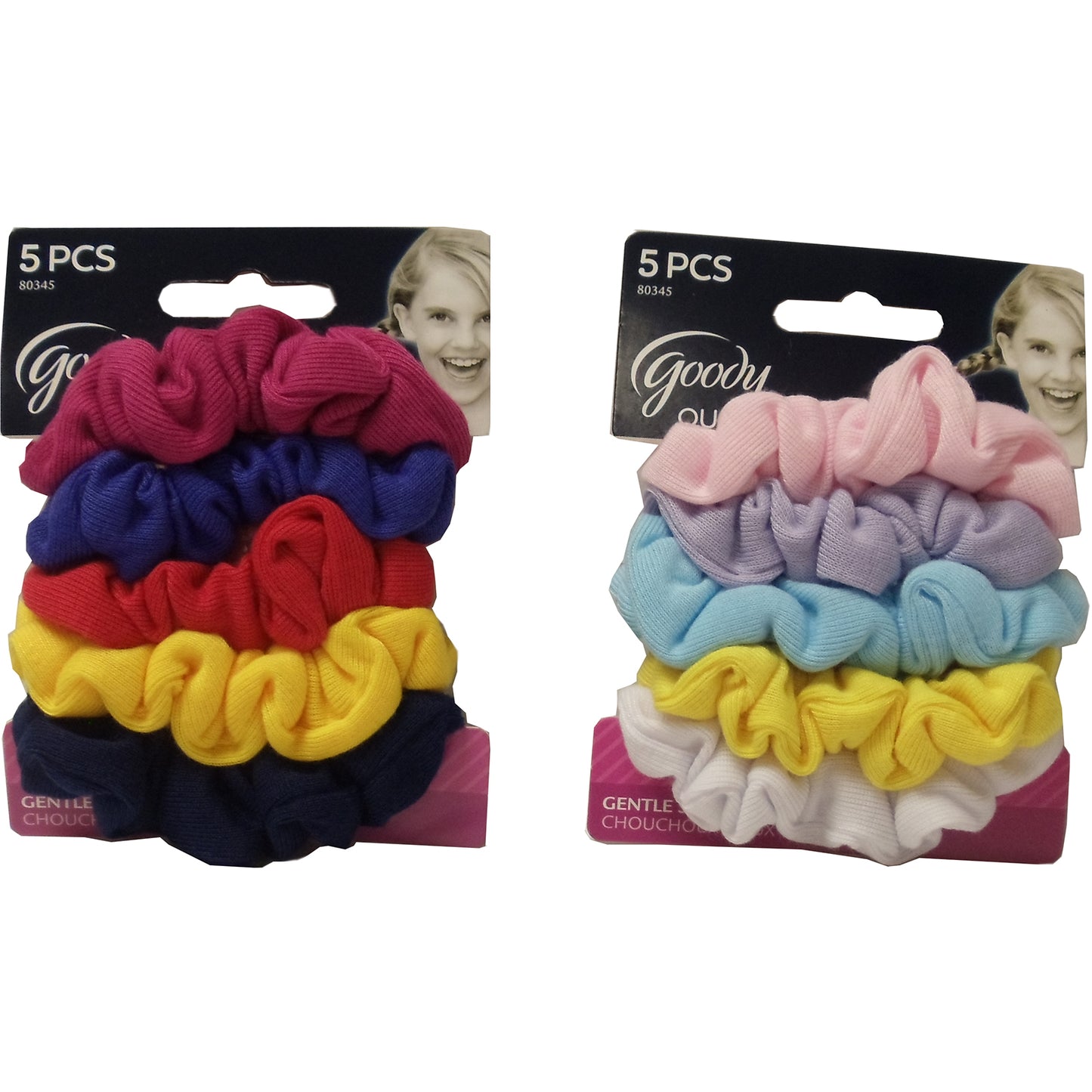 Goody Ouchless Scrunchies, Assorted Colors And Styles, 5 Ct., 1 Pack Each, By Sanford
