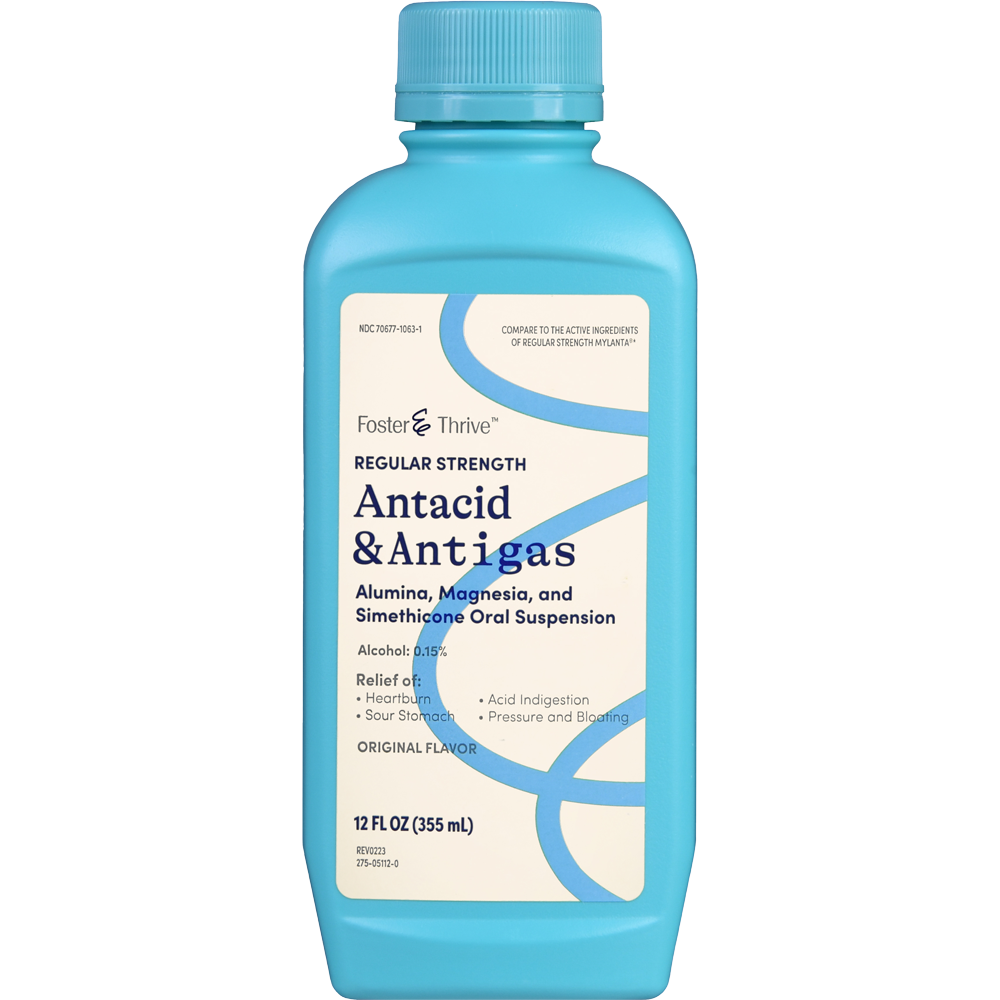 Regular Strength Antacid & Antigas Liquid, 12Oz, 1 Bottle Each, By Foster & Thrive