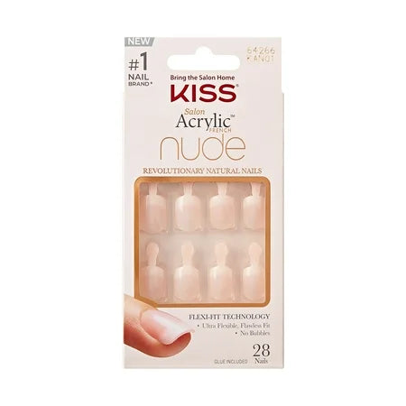 KISS Salon Acrylic Nude French False Nails, Breathtaking, 1 Pack, By Kiss Products