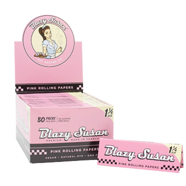 Blazy Susan Pink Rolling Paper 1 1/4 Size, 50 Per Box, By Blazy Susan