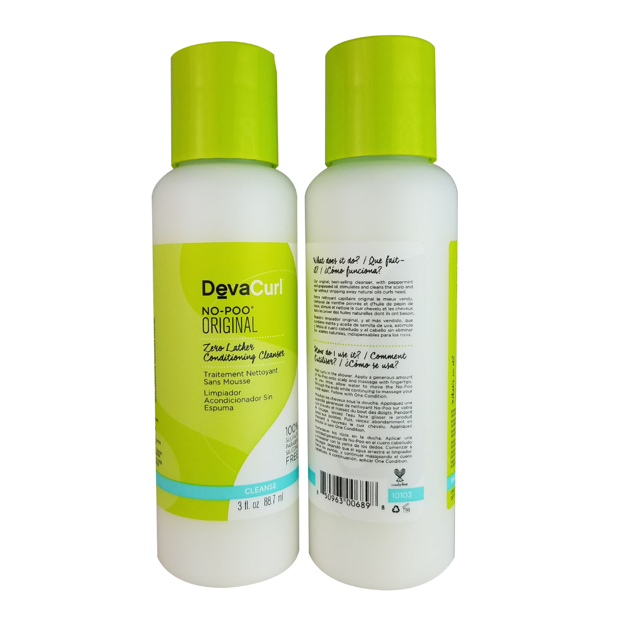 Devacurl No-Poo Original 3 Oz (2 Bottles) Total 6 Oz