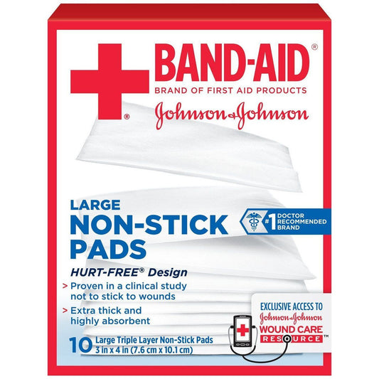 J&J BANDAID First Aid 3 Inch X 4 Inch NONSTICK PADS 10 Count