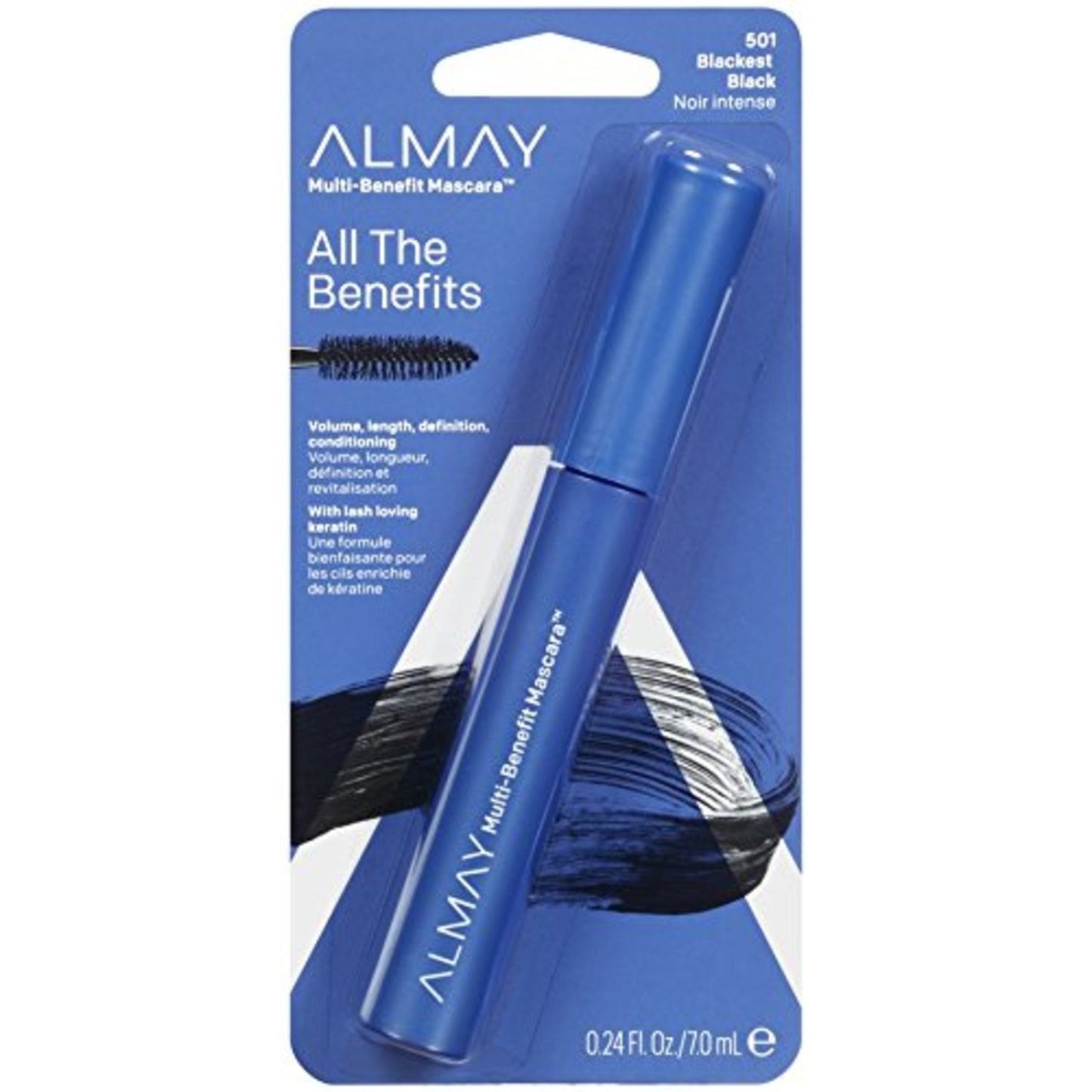 Almay One Coat Multi-Benefit Mascara, Blackest Black NWP, .24 oz