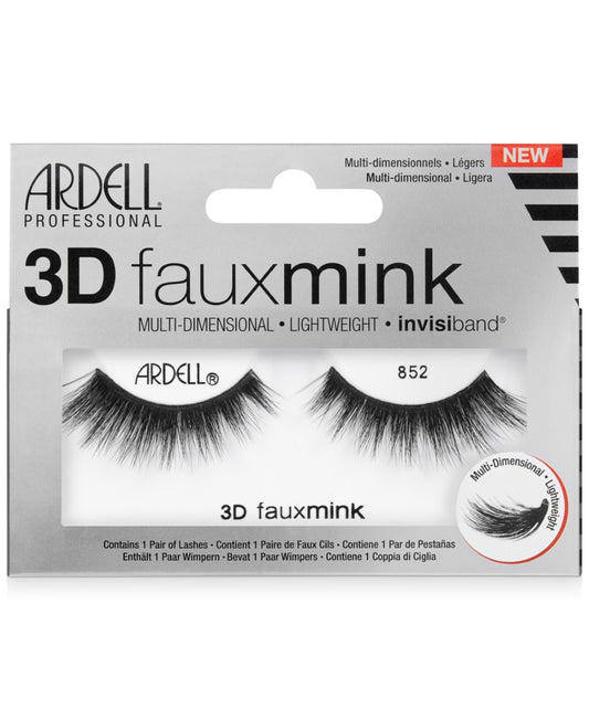 Ardell 3d Faux Mink Multi Dimensional Eyelashes - Black 852 - Invisible Band