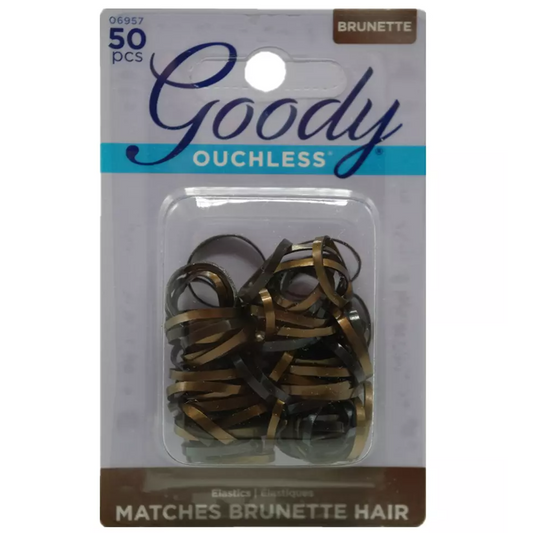 50 Goody Brunette Blonde Ouchless No Metal Elastics Small Mini Shiny Hair Bands