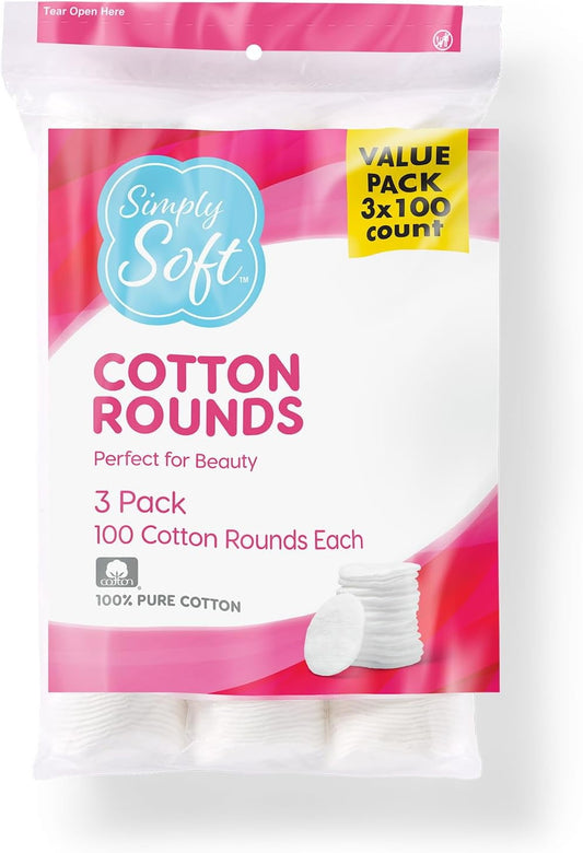 Smply Sft Cotton Rounds100 3pk