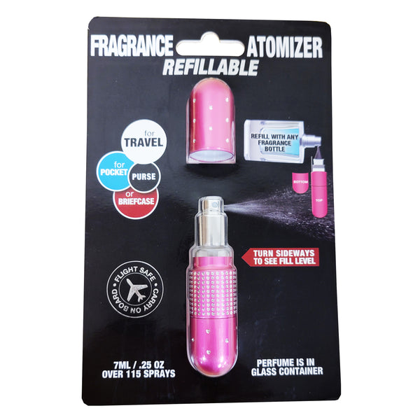 Refillable Fragrance Atomizer Crystal Shiny Magenta .25 oz., 1 Each, By FE Distributors LLC
